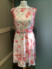 Wallis Pink Floral Sleeveless Dress Size 12
