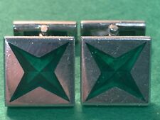 Asprey London Sterling Silver Cufflinks W 4 Pt Malachite Star