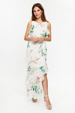 Wallis Ivory Blush Pink Floral Print Tiered Layered Maxi Dress Size 12 Bnwt