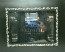 Vermeil Black For Men 3 Pcs Gift Set EDT 3.3 Oz Shower Gel After Shave Balm