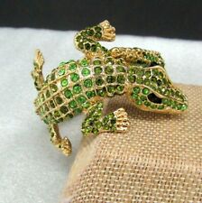 Kenneth J Lane Alligator Hinged Bracelet Green Crystal Rare Kjl