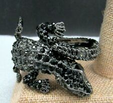 Kenneth J Lane Alligator Black Crystal Bangle Bracelet Stunning