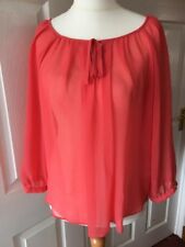 Wallis Salmon Pink Orange Blouse Top Shirt Size S