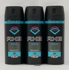 Lot Of 3 Axe Marine Deodorant Body Spray For Men 150 Ml 5.07 Oz